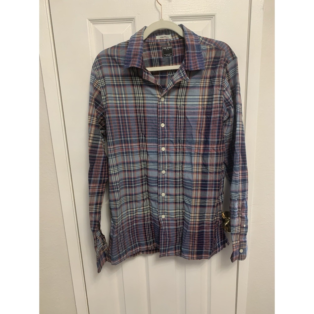Todd Snyder Plaid Button Loop Indian Madras Cotton Men's Shirt Multicolor Medium